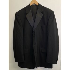 Stafford Men's 100% Wool Black Tuxedo‎ Jacket 43L 3 Button Formalwear